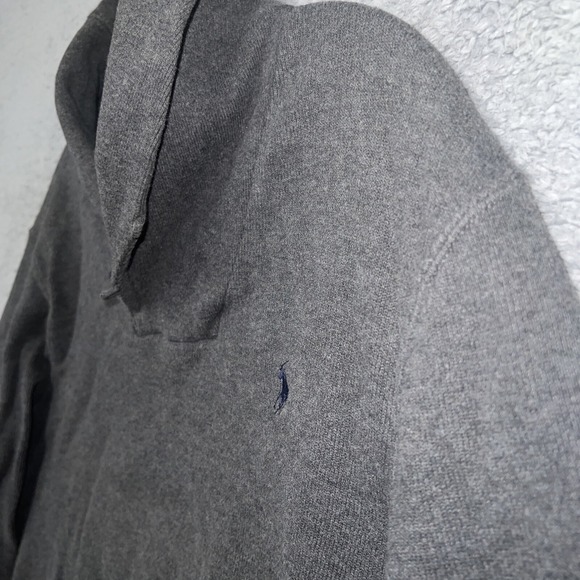 VTG Polo Ralph Lauren Sweater Men's Size L Gray/Blue Pony Shawl Collar Pullover - Picture 3 of 9